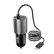 Заредете изображение във визуализатора на галерията – Dudao USB car charger with built-in 3.4 A Lightning cable black (R5Pro L) - TopMag
