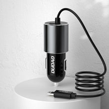 Заредете изображение във визуализатора на галерията – Dudao USB car charger with built-in 3.4 A Lightning cable black (R5Pro L) - TopMag
