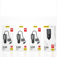Заредете изображение във визуализатора на галерията – Dudao USB car charger with built-in 3.4 A Lightning cable black (R5Pro L) - TopMag
