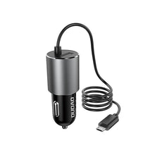 Заредете изображение във визуализатора на галерията – Dudao USB car charger with built-in micro USB 3.4 A cable black (R5Pro M) - TopMag

