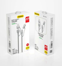 Заредете изображение във визуализатора на галерията – Dudao cable 4in1 USB Type C PD / USB cable - USB Type C Power Delivery (100W) / Lightning (20W) 1m gray (L20XS) - TopMag

