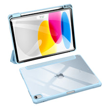 Заредете изображение във визуализатора на галерията – Dux Ducis Toby case for iPad 10.9'' 2022 (10 gen.) cover with space for Apple Pencil stylus smart cover stand blue
