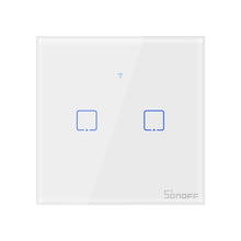 Заредете изображение във визуализатора на галерията – Sonoff T0EU2C-TX two-channel touch Wi-Fi wireless wall smart switches white (IM190314010) - TopMag
