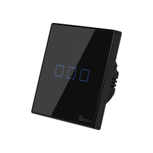 Заредете изображение във визуализатора на галерията – Sonoff T3EU3C-TX three-channel touch Wi-Fi wireless wall smart switches RF 433 MHz black (IM190314020) - TopMag
