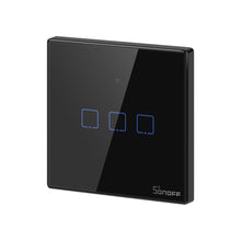 Заредете изображение във визуализатора на галерията – Sonoff T3EU3C-TX three-channel touch Wi-Fi wireless wall smart switches RF 433 MHz black (IM190314020) - TopMag
