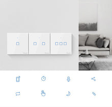 Заредете изображение във визуализатора на галерията – Sonoff T3EU3C-TX three-channel touch Wi-Fi wireless wall smart switches RF 433 MHz black (IM190314020) - TopMag
