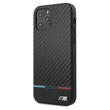 Заредете изображение във визуализатора на галерията – Etui BMW BMHCP12LPUCARTCBK iPhone 12 Pro Max 6,7" czarny/black hardcase M Collection PU Carbon Stripe - TopMag
