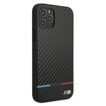 Заредете изображение във визуализатора на галерията – Etui BMW BMHCP12LPUCARTCBK iPhone 12 Pro Max 6,7" czarny/black hardcase M Collection PU Carbon Stripe - TopMag
