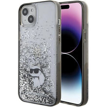 Заредете изображение във визуализатора на галерията – Karl Lagerfeld Liquid Glitter Choupette case for iPhone 15 Plus - transparent
