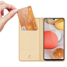 Заредете изображение във визуализатора на галерията – DUX DUCIS Skin Pro Bookcase type case for Samsung Galaxy A42 5G golden - TopMag
