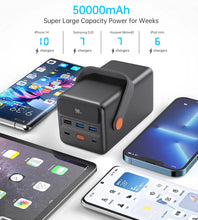 Заредете изображение във визуализатора на галерията – Choetech MIni power station USB-A / USB-C / micro USB 50000mAh 65W - black
