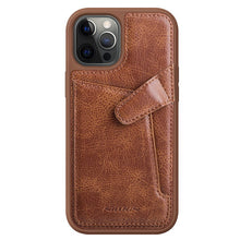 Заредете изображение във визуализатора на галерията – Nillkin Aoge Leather Case genuine leather protective wallet cover iPhone 12 Pro / iPhone 12 brown - TopMag
