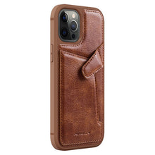 Заредете изображение във визуализатора на галерията – Nillkin Aoge Leather Case genuine leather protective wallet cover iPhone 12 Pro / iPhone 12 brown - TopMag
