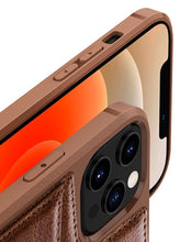 Заредете изображение във визуализатора на галерията – Nillkin Aoge Leather Case genuine leather protective wallet cover iPhone 12 Pro / iPhone 12 brown - TopMag
