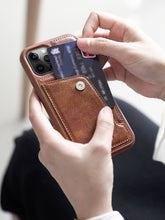 Заредете изображение във визуализатора на галерията – Nillkin Aoge Leather Case genuine leather protective wallet cover iPhone 12 Pro Max black - TopMag
