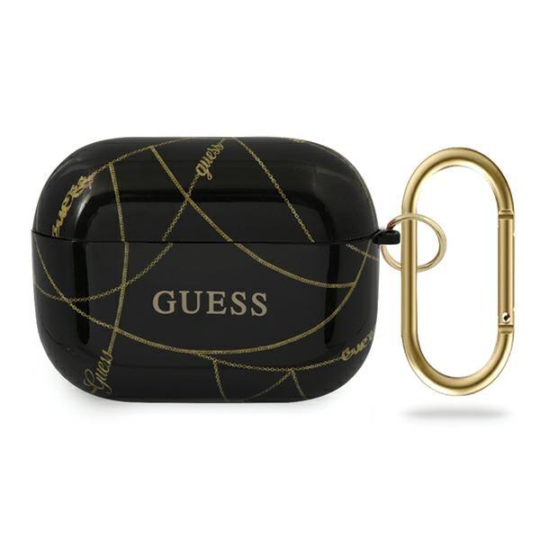 Guess GUACAPTPUCHBK AirPods Pro cover czarny/black Gold Chain Collection - TopMag