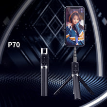 Заредете изображение във визуализатора на галерията – Selfie Stick - with detachable bluetooth remote control and tripod - P70 BLACK
