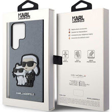 Заредете изображение във визуализатора на галерията – Karl Lagerfeld KLHCS23LSANKCPG S23 Ultra S918 hardcase grey/grey Saffiano Karl &amp; Choupette
