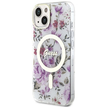 Заредете изображение във визуализатора на галерията – Original Case GUESS hardcase Flower MagSafe GUHMP14MHCFWST for Iphone 14 Plus transparent
