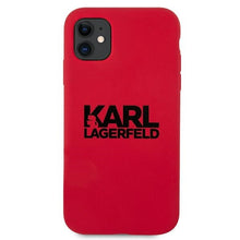 Заредете изображение във визуализатора на галерията – Original KARL LAGERFELD Case Silicone Stack Logo KLHCN61SLKLRE for Iphone 11/XR red
