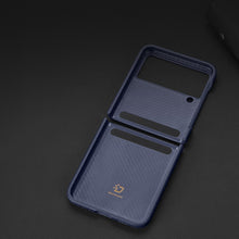Заредете изображение във визуализатора на галерията – Dux Ducis Venice case for Samsung Galaxy Z Flip 4 leather case blue
