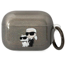 Заредете изображение във визуализатора на галерията – Karl Lagerfeld KLAPHNKCTGK Airpods Pro cover black/black Gliter Karl&amp;Choupette
