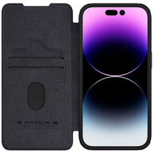 Заредете изображение във визуализатора на галерията – Nillkin Qin Pro Leather Flip Camera Cover Case for iPhone 15 Pro - Black
