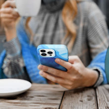 Заредете изображение във визуализатора на галерията – Leather Mag Cover for IPHONE 12 PRO blue splash
