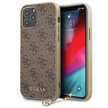 Заредете изображение във визуализатора на галерията – Guess GUHCP12MGF4GBR iPhone 12/12 Pro 6,1" brązowy/brown hardcase 4G Charms Collection - TopMag
