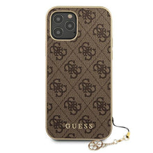 Заредете изображение във визуализатора на галерията – Guess GUHCP12MGF4GBR iPhone 12/12 Pro 6,1" brązowy/brown hardcase 4G Charms Collection - TopMag
