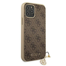 Заредете изображение във визуализатора на галерията – Guess GUHCP12MGF4GBR iPhone 12/12 Pro 6,1" brązowy/brown hardcase 4G Charms Collection - TopMag
