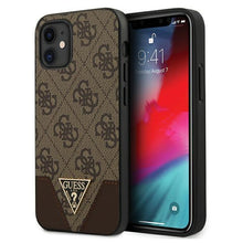 Заредете изображение във визуализатора на галерията – Guess GUHCP12SPU4GHBR iPhone 12 mini 5,4" brązowy/brown hardcase 4G Triangle Collection - TopMag
