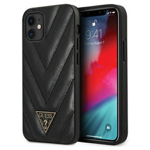 Заредете изображение във визуализатора на галерията – Guess GUHCP12SPUVQTMLBK iPhone 12 mini 5,4" czarny/black hardcase V-Quilted Collection - TopMag
