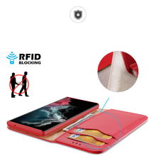 Заредете изображение във визуализатора на галерията – Dux Ducis Hivo case Samsung Galaxy S23 Ultra cover with flip wallet stand RFID blocking red
