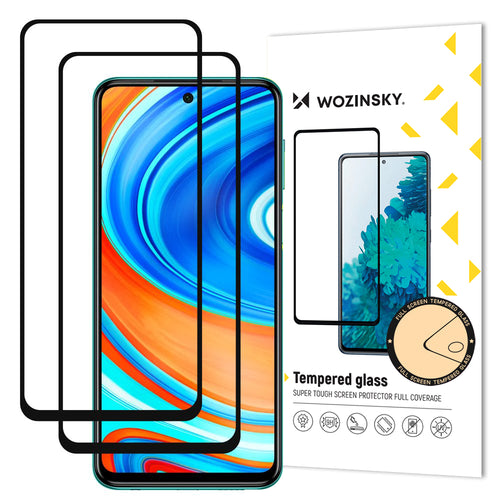 Wozinsky 2x Tempered Glass Full Glue Super Tough Screen Protector Full Coveraged with Frame Case Friendly for Xiaomi Redmi Note 9 Pro / Redmi Note 9S black - TopMag