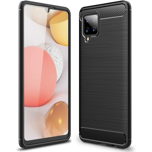 Carbon Case Flexible Cover TPU Case for Samsung Galaxy A42 5G black - TopMag
