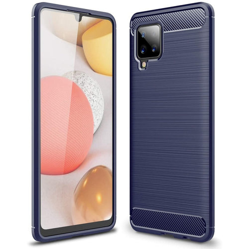 Carbon Case Flexible Cover TPU Case for Samsung Galaxy A42 5G blue - TopMag