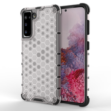 Заредете изображение във визуализатора на галерията – Honeycomb Case armor cover with TPU Bumper for Samsung Galaxy S21 5G transparent - TopMag
