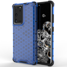 Заредете изображение във визуализатора на галерията – Honeycomb Case armor cover with TPU Bumper for Samsung Galaxy S21 Ultra 5G blue - TopMag
