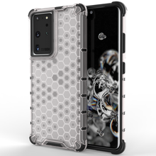Заредете изображение във визуализатора на галерията – Honeycomb Case armor cover with TPU Bumper for Samsung Galaxy S21 Ultra 5G transparent - TopMag
