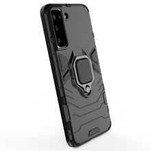 Заредете изображение във визуализатора на галерията – Ring Armor Case Kickstand Tough Rugged Cover for Samsung Galaxy S21 5G black - TopMag
