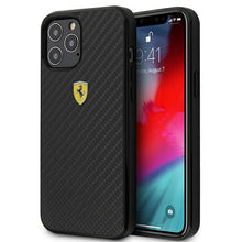 Заредете изображение във визуализатора на галерията – Ferrari FERCAHCP12LBK iPhone 12 Pro Max 6,7" czarny/black hardcase On Track Real Carbon - TopMag
