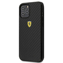 Заредете изображение във визуализатора на галерията – Ferrari FERCAHCP12LBK iPhone 12 Pro Max 6,7" czarny/black hardcase On Track Real Carbon - TopMag
