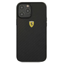 Заредете изображение във визуализатора на галерията – Ferrari FERCAHCP12LBK iPhone 12 Pro Max 6,7" czarny/black hardcase On Track Real Carbon - TopMag
