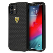 Заредете изображение във визуализатора на галерията – Ferrari FERCAHCP12SBK iPhone 12 mini 5,4" czarny/black hardcase On Track Real Carbon - TopMag
