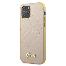 Заредете изображение във визуализатора на галерията – Guess GUHCP12LPUILGLG iPhone 12 Pro Max 6,7" złoty/gold hardcase Iridescent Love Script Gold Logo - TopMag
