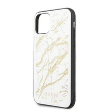 Заредете изображение във визуализатора на галерията – Guess GUHCN58MGGWH iPhone 11 Pro biały/white hard case Glitter Marble Glass
