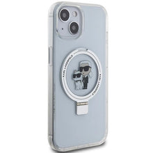 Заредете изображение във визуализатора на галерията – Karl Lagerfeld Ring Stand Karl&amp;Choupette MagSafe case for iPhone 14 / 15 / 13 - white
