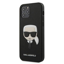 Заредете изображение във визуализатора на галерията – Karl Lagerfeld KLHCP12LSAKHBK iPhone 12 Pro Max 6,7" czarny/black hardcase Saffiano Ikonik Karl`s Head - TopMag
