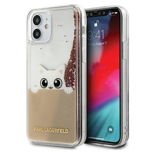 Заредете изображение във визуализатора на галерията – Karl Lagerfeld KLHCP12SPABGNU iPhone 12 mini 5,4" różowo-złoty/pink gold hardcase PEEK A BOO Liquid Glitter - TopMag
